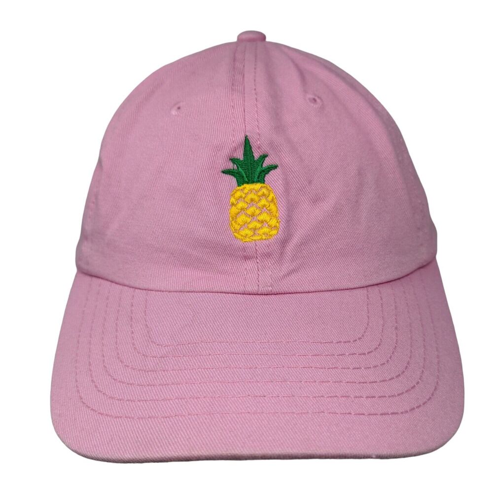 Pineapple Slideback Hat Pink One Size Embroidered Adjustable Dalix